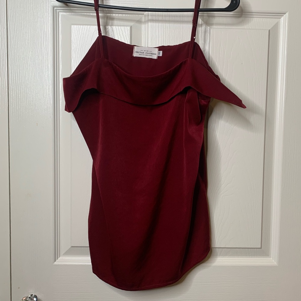 Burgundy silky tank top